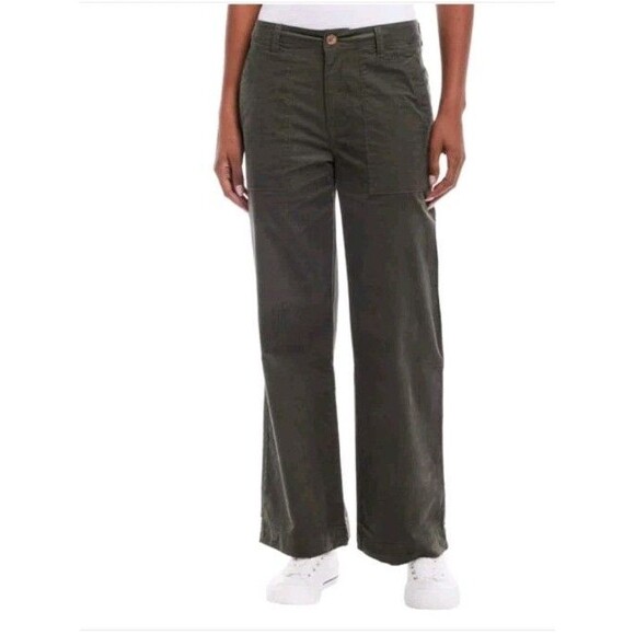Weatherproof Vintage Women's Pants Corduroy Wide-Leg Stretch Pockets/Olive/ Sz 8 - Picture 1 of 5